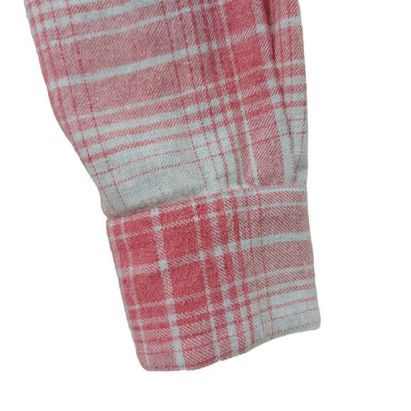 Madewell Flannel Shirt Womens XXS Pink Beige Cozy Plaid Oversized Long Sleeve - Picture 8 of 11